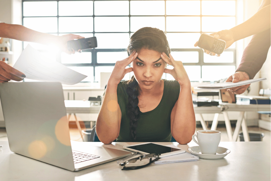 woman stressed at work